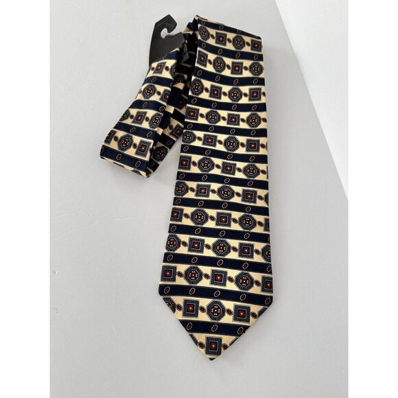 Tommy‎ Hilfiger 100% Silk Tie Yellow Blue Classic Made In USA 60x4 - Picture 1 of 7